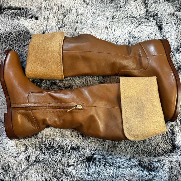 SOLD! Retail$1,185 MAX MARA Brigg Fold-over Leather Brown Boots. Sz:EU39/US8.5 - Picture 8 of 16